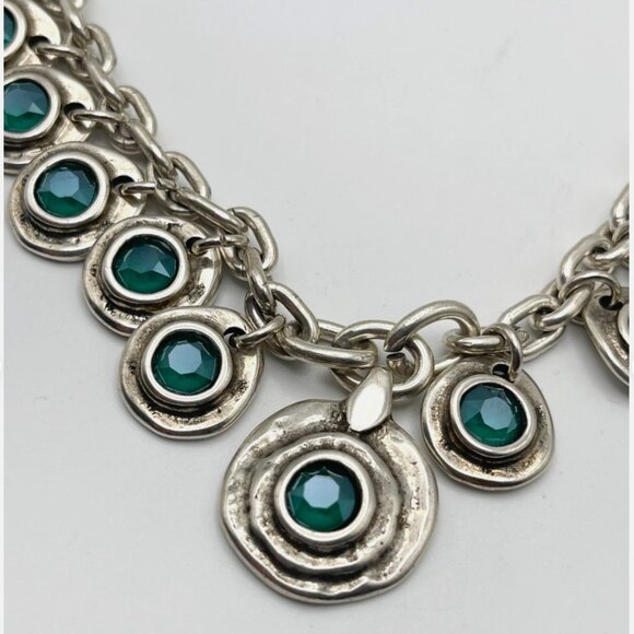 UNO de 50 Tizoc Necklace Multi Dangle Silver Choker Chain Blue Crystals Charms - Picture 5 of 15